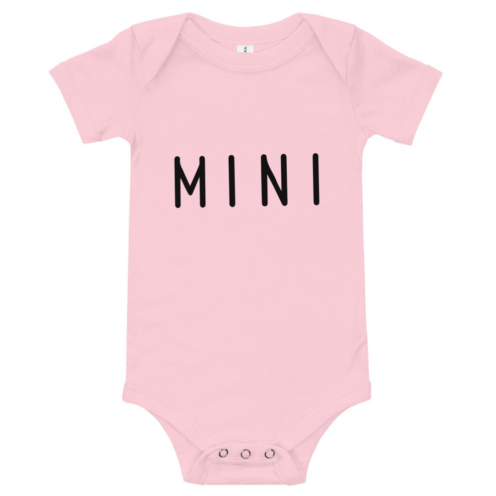 A cute Mini Baby Onesie in various colors, showcasing its soft fabric and innovative design, perfect for babies aged 3-24 months.