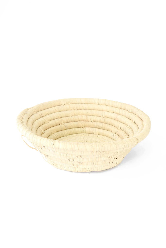 Handcrafted Mini Storage and Wall African Basket made from banana palm and raffia, showcasing unique design and vibrant colors.