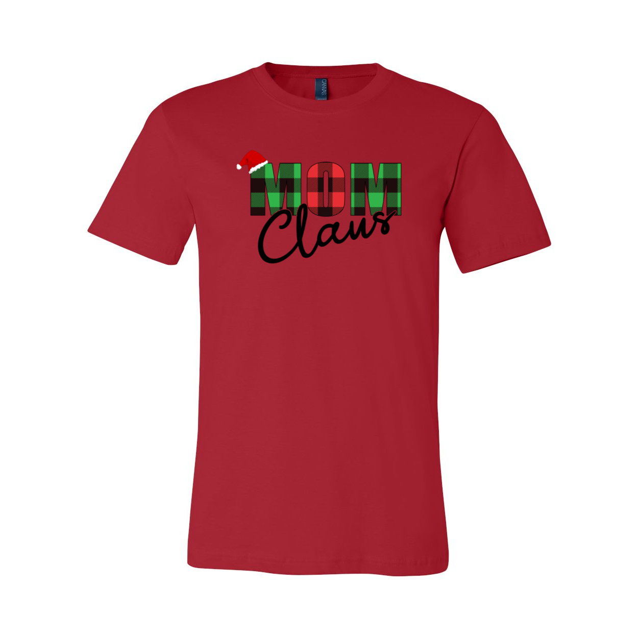 Mom Claus Shirt in various colors, showcasing its soft fabric and festive design.