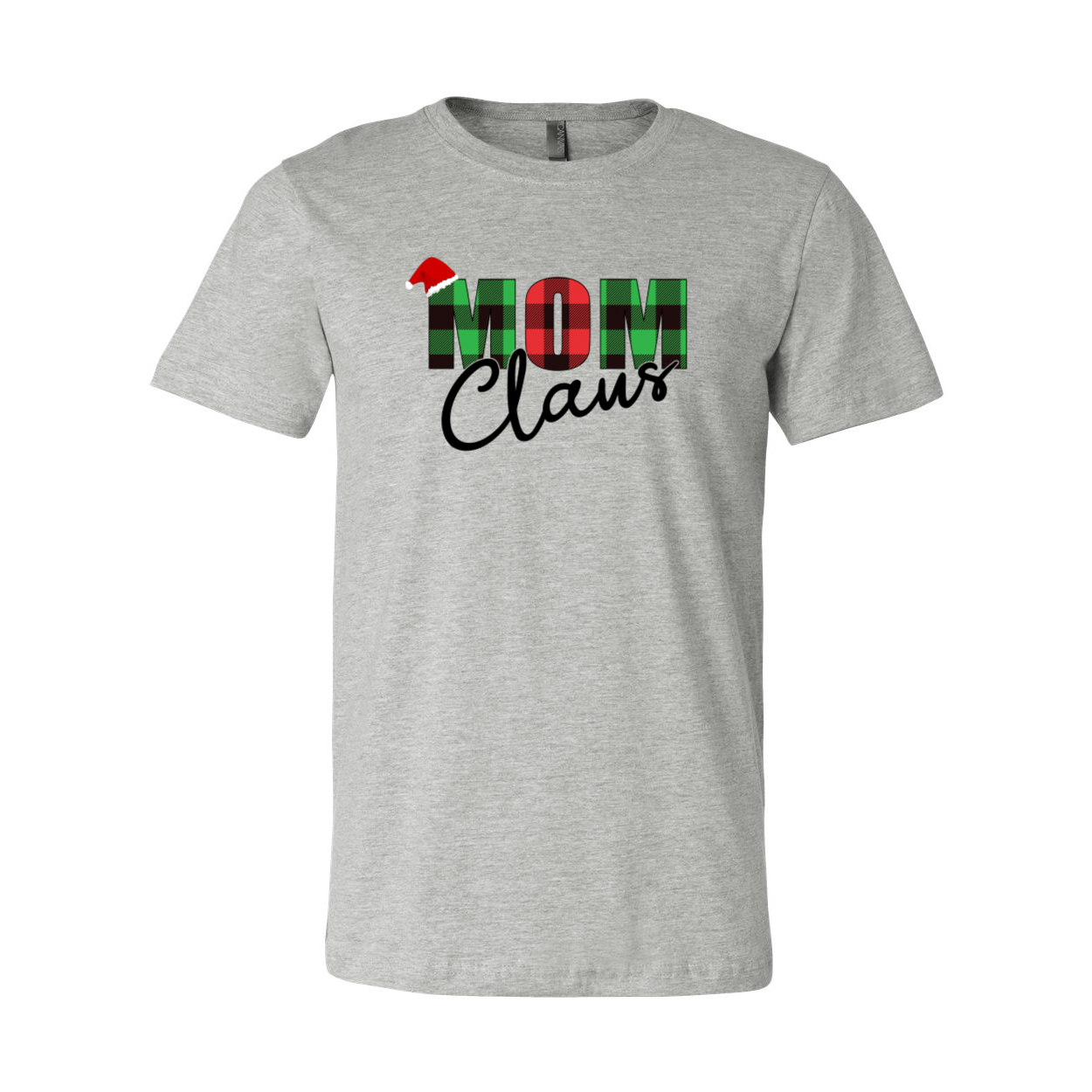 Mom Claus Shirt in various colors, showcasing its soft fabric and festive design.