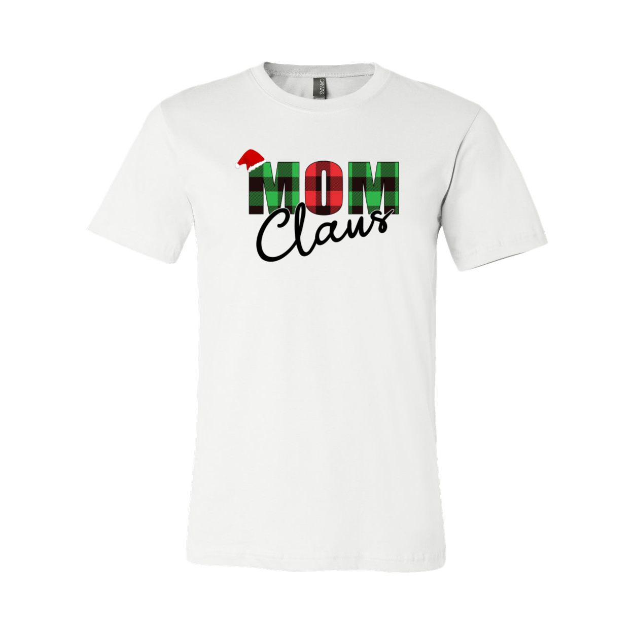 Mom Claus Shirt in various colors, showcasing its soft fabric and festive design.