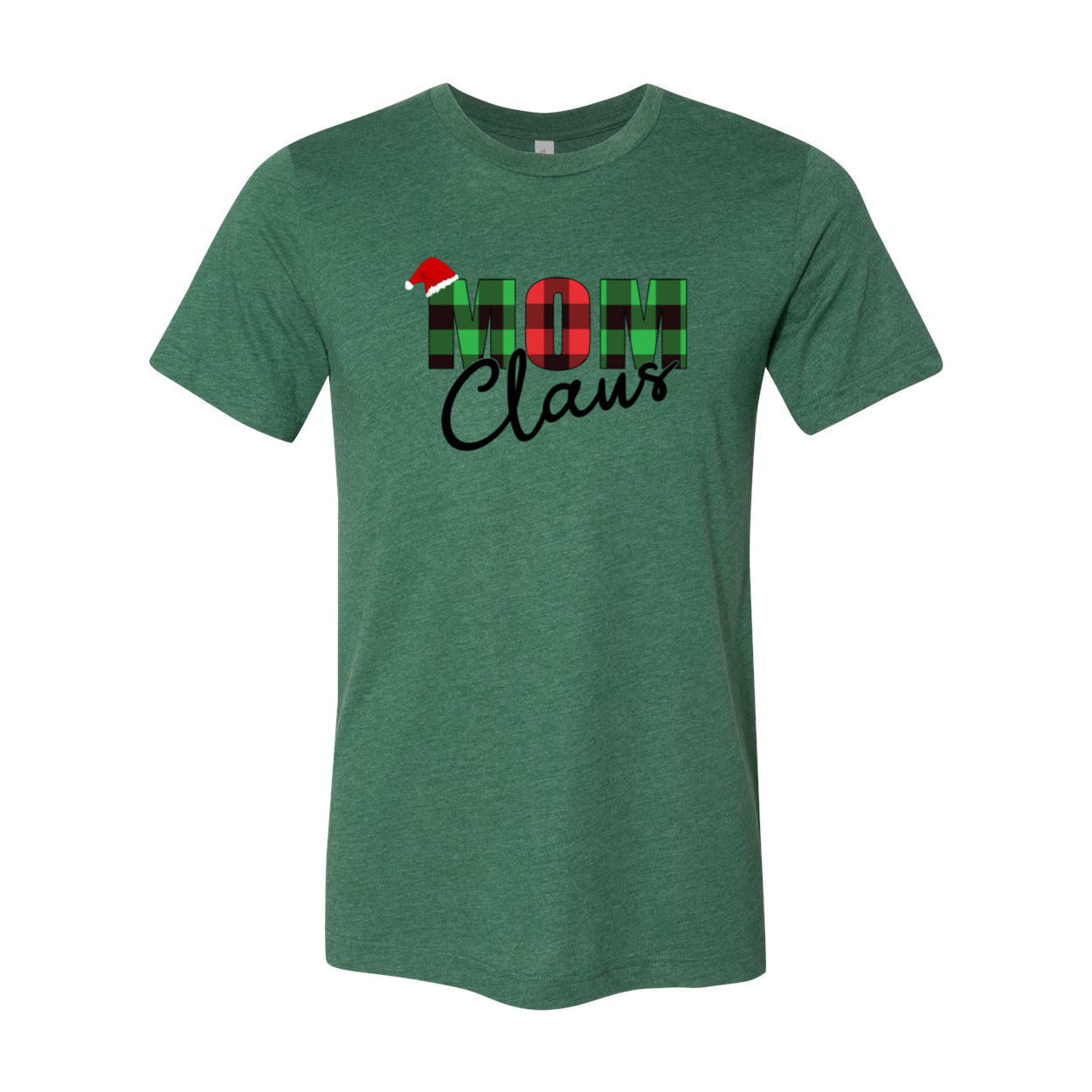 Mom Claus Shirt in various colors, showcasing its soft fabric and festive design.