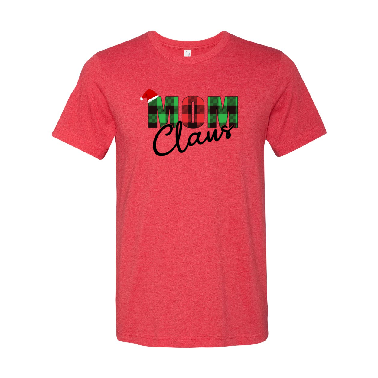 Mom Claus Shirt in various colors, showcasing its soft fabric and festive design.