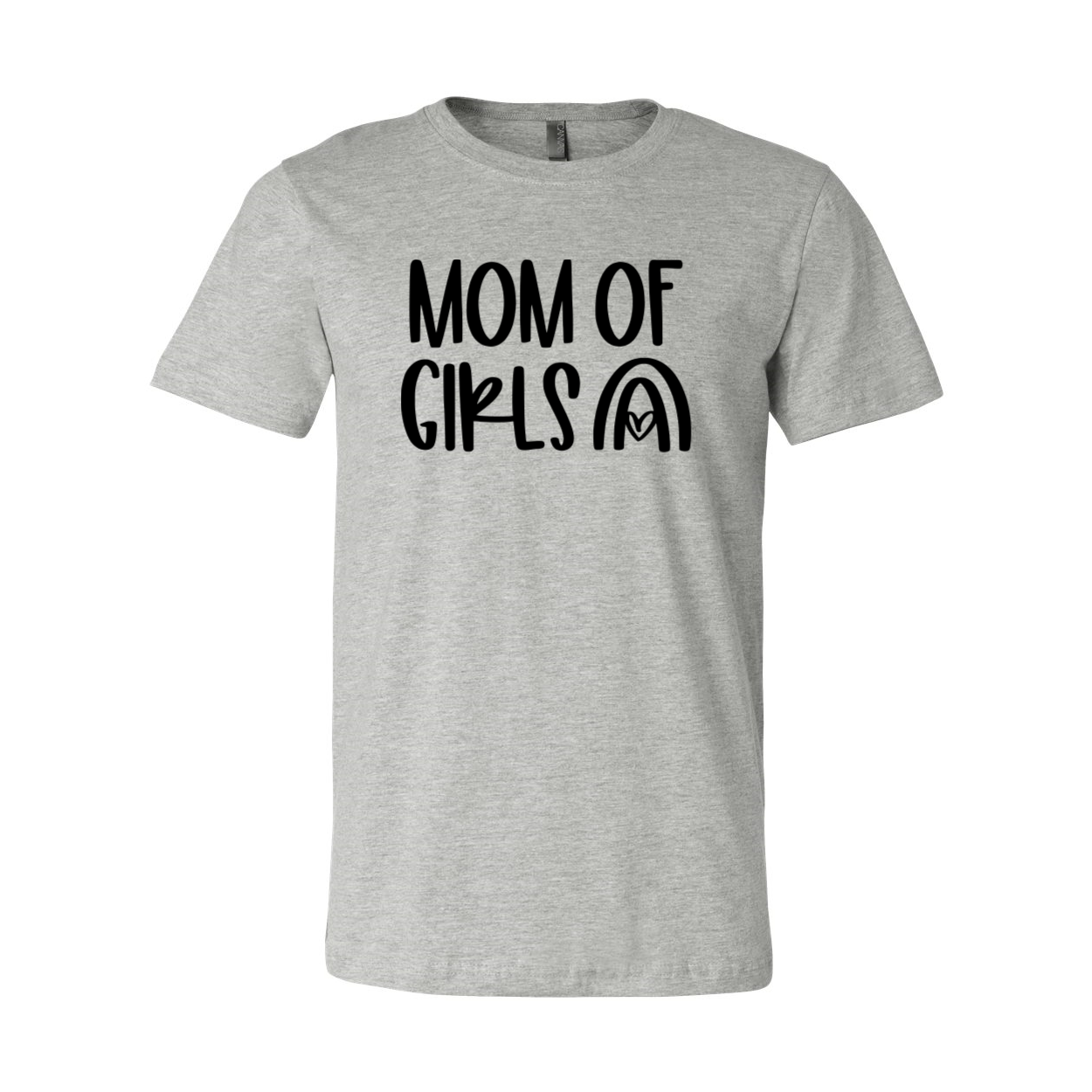 Mom Of Girls Shirt in various colors, showcasing a comfortable unisex design with a crew neck and short sleeves.