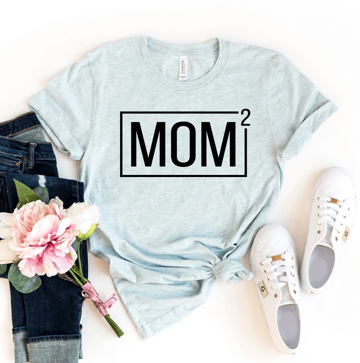 Mom Square T-shirt made of premium ring spun cotton, featuring a soft textile flex print design in a comfortable retail fit.