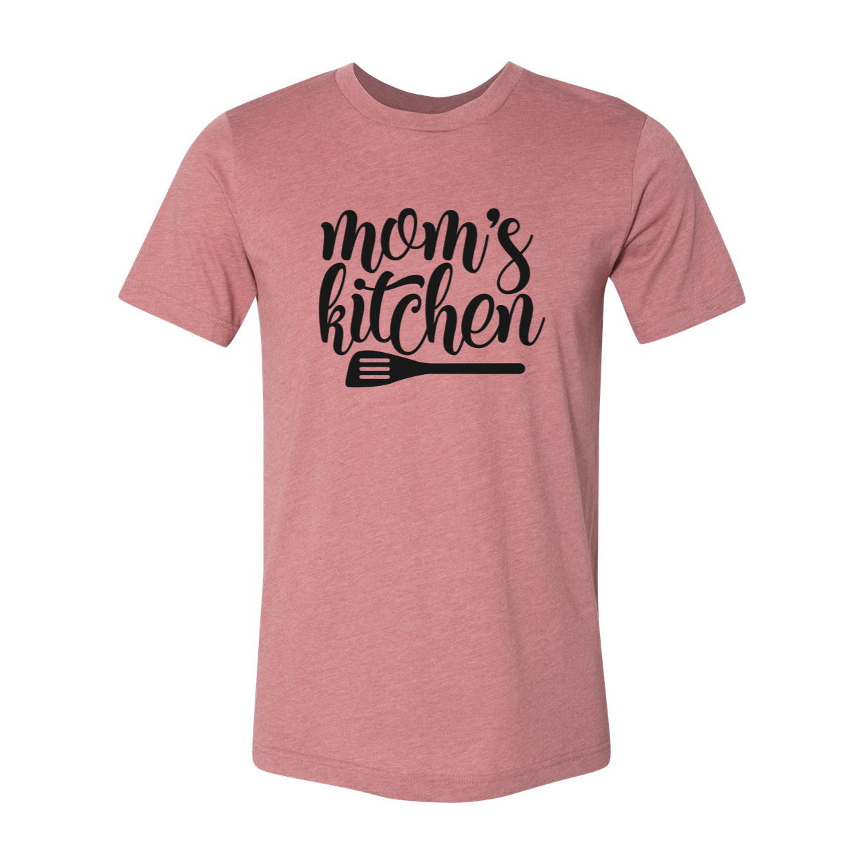 A stylish unisex T-shirt featuring the phrase 'Moms Kitchen' in vibrant print, made from soft ring spun cotton, available in multiple colors.