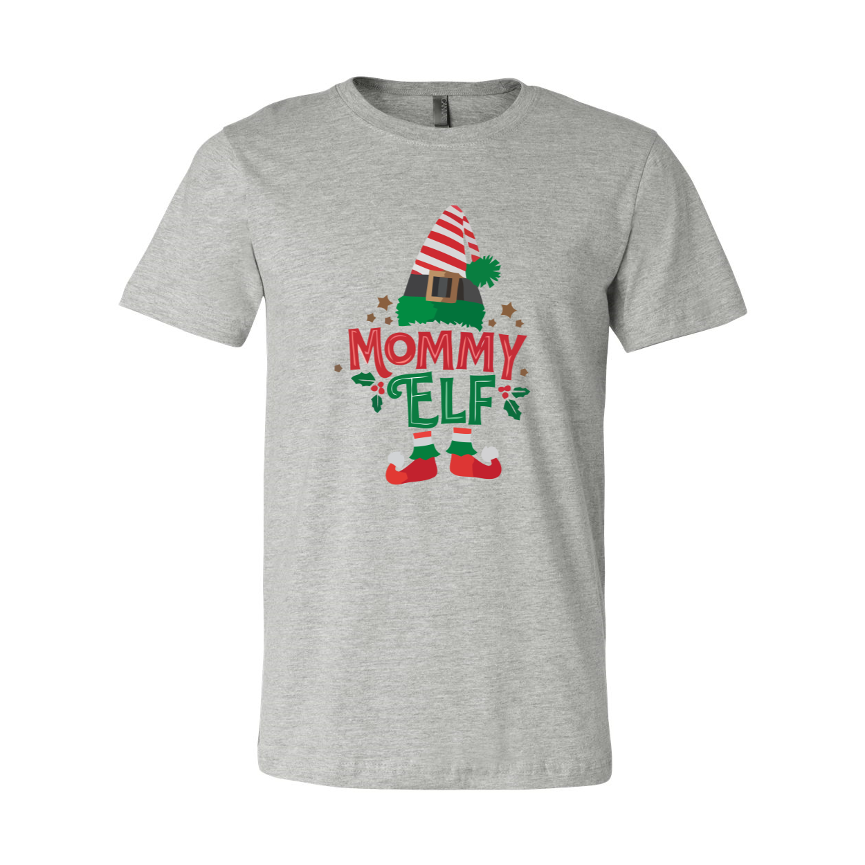 Mommy Elf Shirt in various colors, showcasing its soft fabric and festive design.