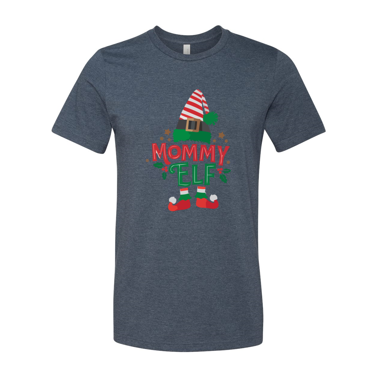 Mommy Elf Shirt in various colors, showcasing its soft fabric and festive design.