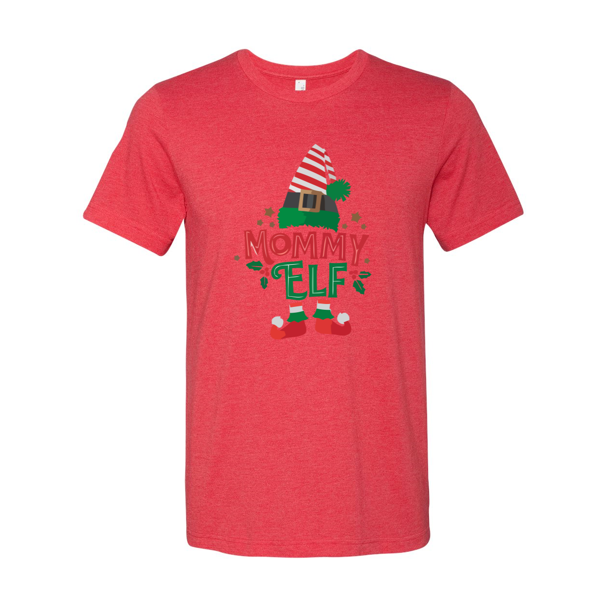 Mommy Elf Shirt in various colors, showcasing its soft fabric and festive design.