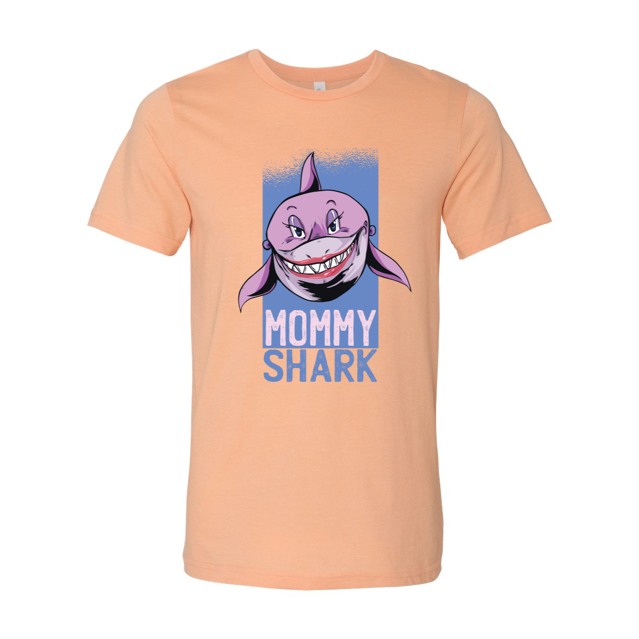 Mommy Shark T-shirt in soft cotton, featuring a playful shark design, available in various sizes.