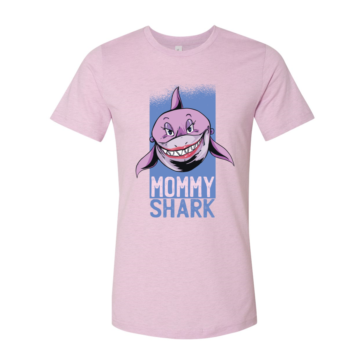 Mommy Shark T-shirt in soft cotton, featuring a playful shark design, available in various sizes.