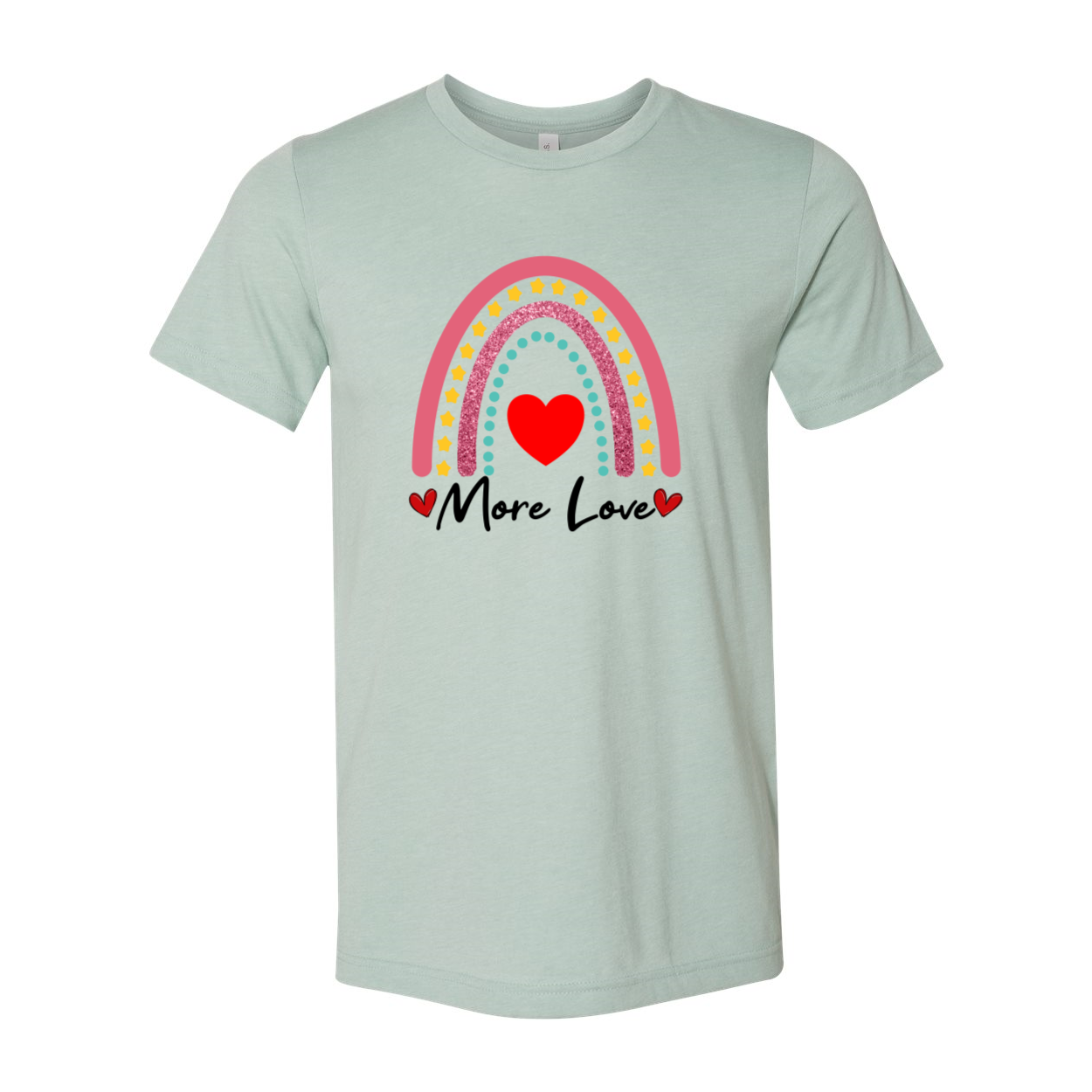 A unisex More Love Shirt in various colors, showcasing its soft fabric and comfortable fit.