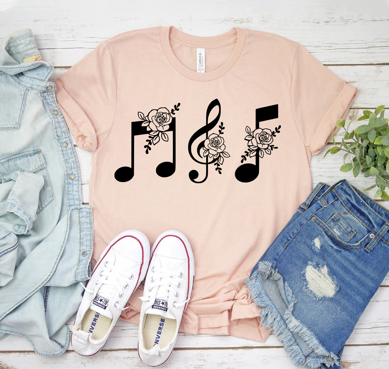 Musical Notes Shirt made of premium ring spun cotton with a stylish design, showcasing musical notes in a vibrant print.