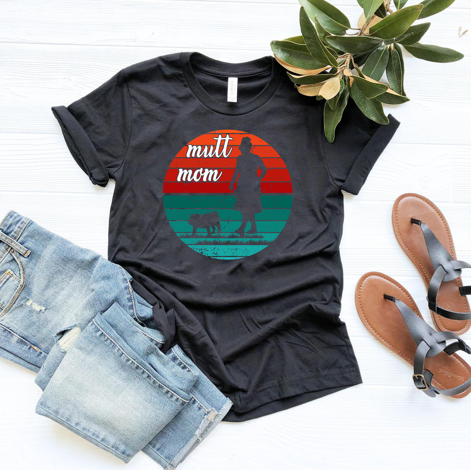 A stylish Mutt Mom Shirt in various colors, showcasing its comfortable fit and high-quality print, perfect for dog lovers.