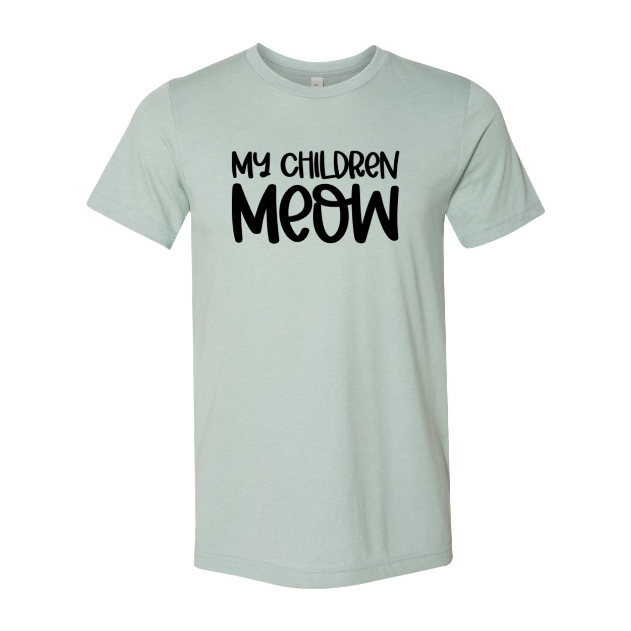 A comfortable unisex T-shirt featuring a playful design with the text 'My Children Meow', available in various colors.