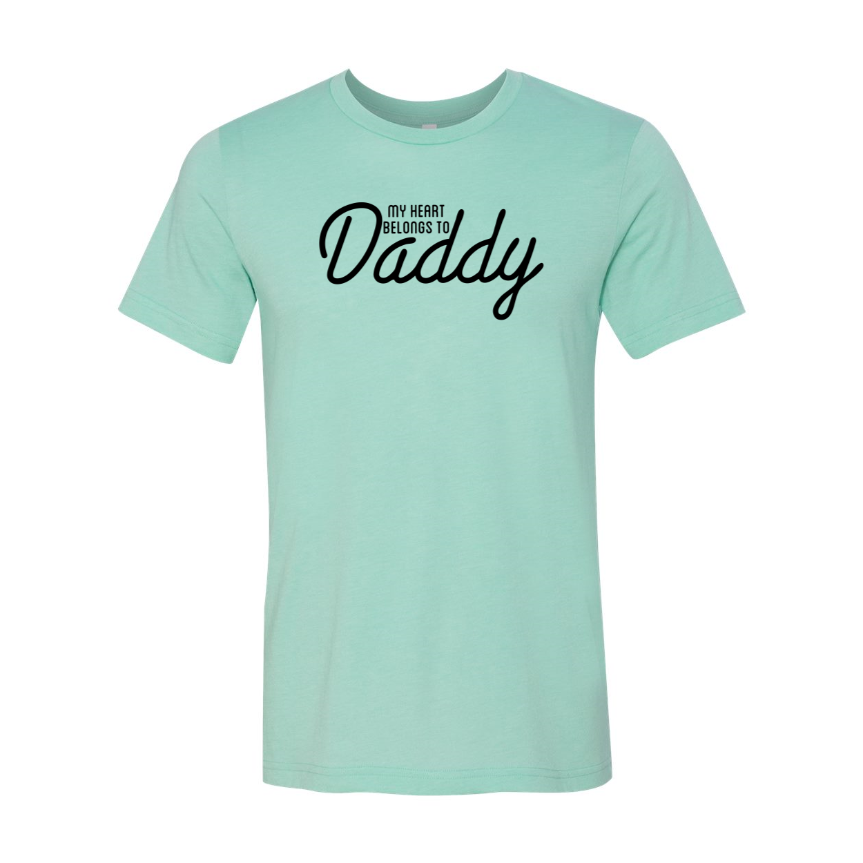 Unisex My Heart Belongs To Daddy Shirt in various colors, showcasing its soft fabric and stylish design.