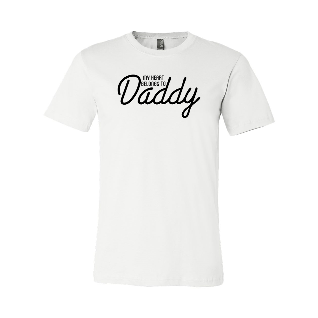 Unisex My Heart Belongs To Daddy Shirt in various colors, showcasing its soft fabric and stylish design.