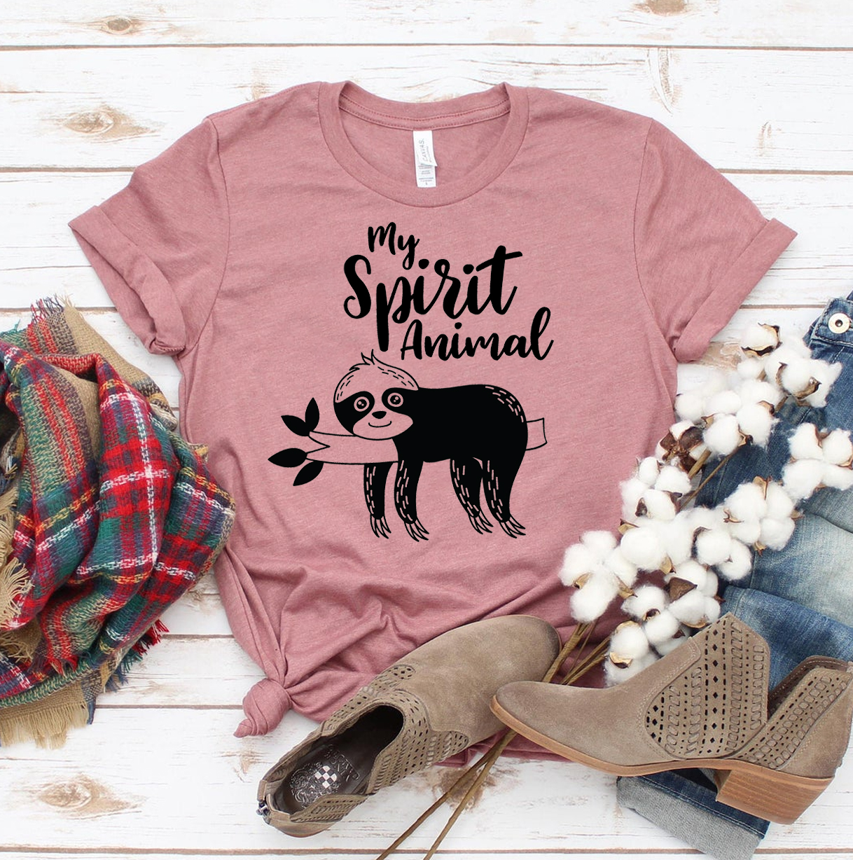 My Spirit Animal T-shirt made of premium ring spun cotton with a vibrant flex print design, available in various sizes.