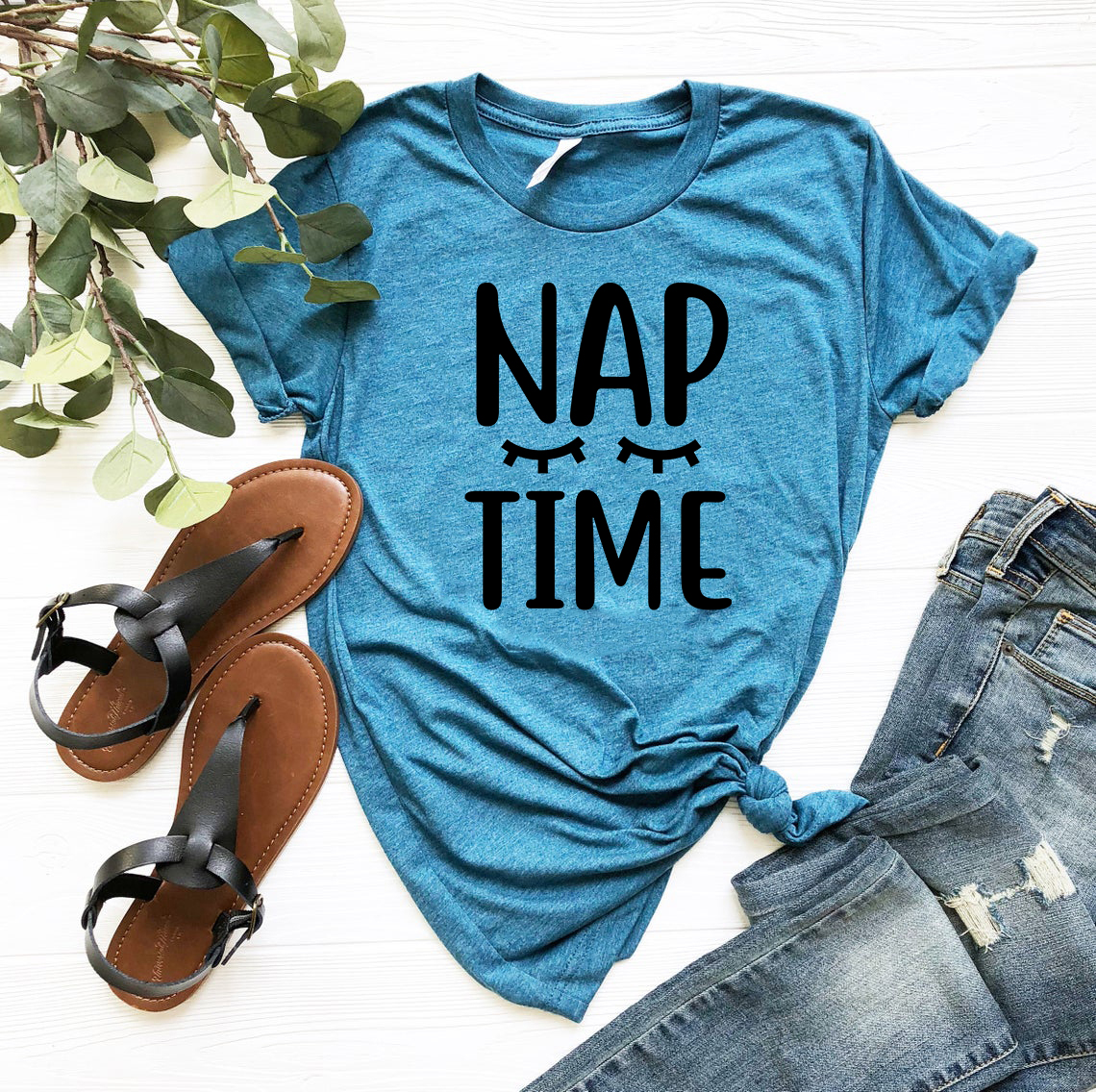 A comfortable unisex Nap Time Shirt made from soft ring spun cotton, available in multiple colors and sizes.