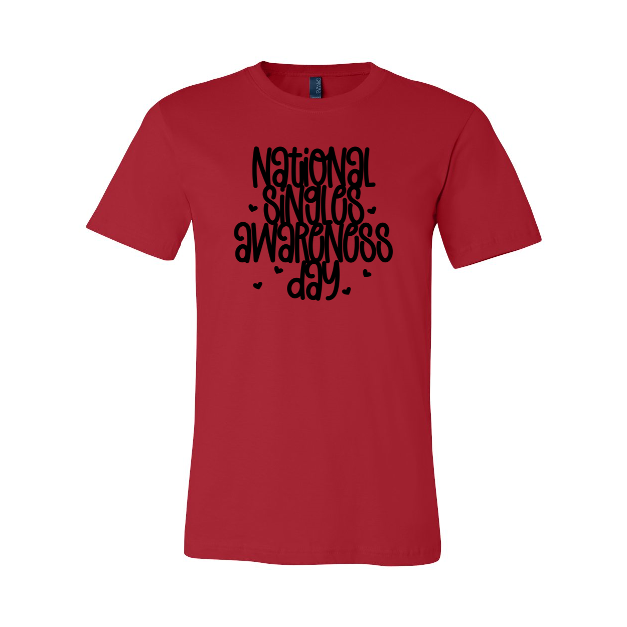 A comfortable unisex T-shirt celebrating National Singles Awareness Day, available in various colors and sizes.