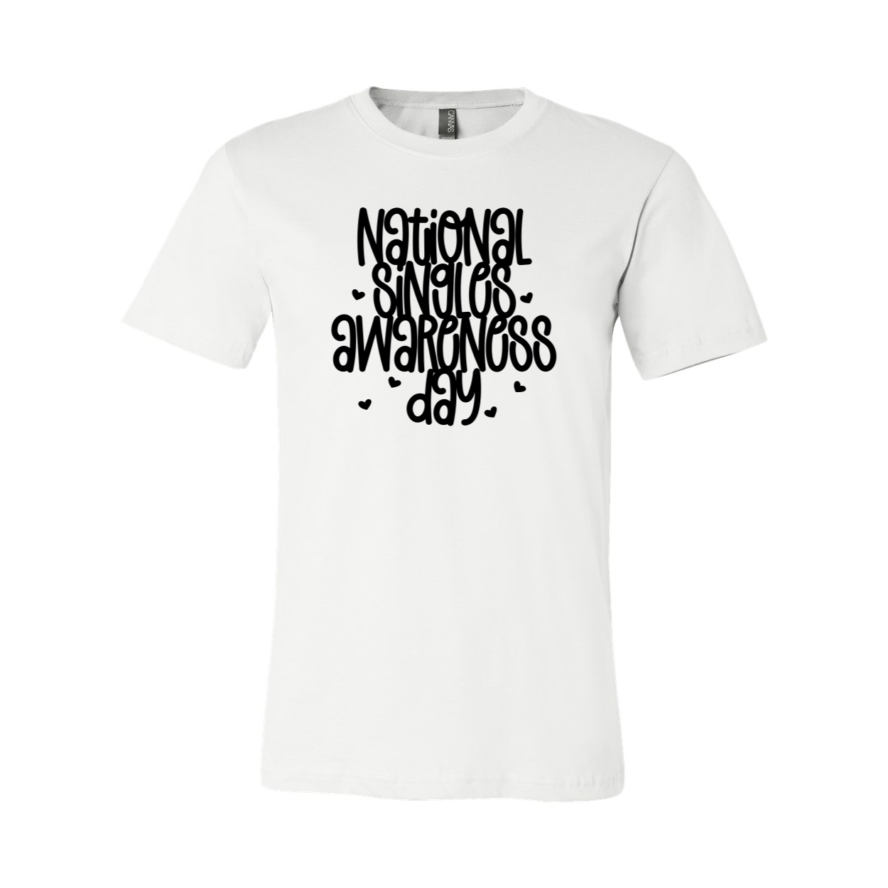 A comfortable unisex T-shirt celebrating National Singles Awareness Day, available in various colors and sizes.