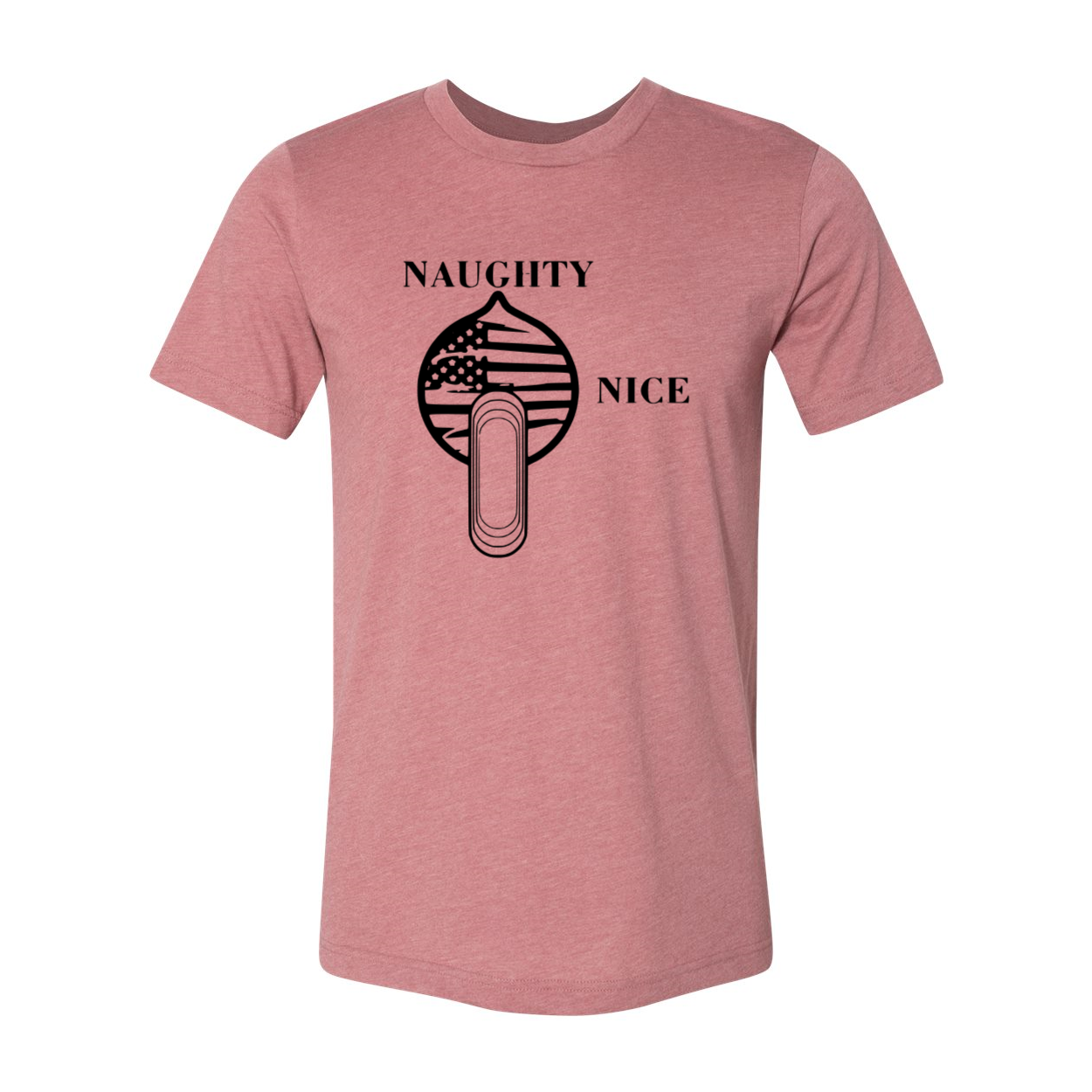 A stylish unisex Naughty Nice Shirt made from soft ring spun cotton, available in multiple colors and sizes.