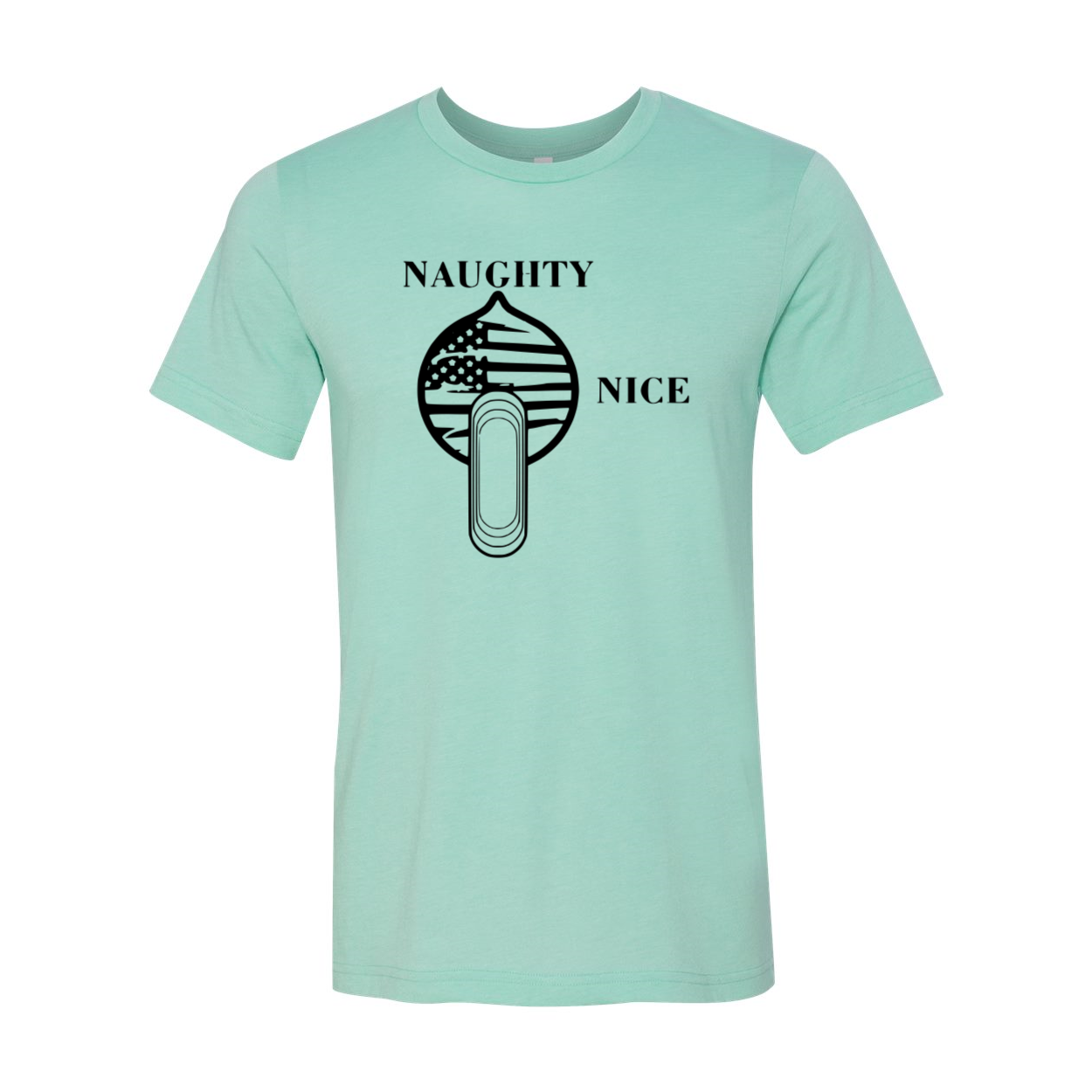 A stylish unisex Naughty Nice Shirt made from soft ring spun cotton, available in multiple colors and sizes.