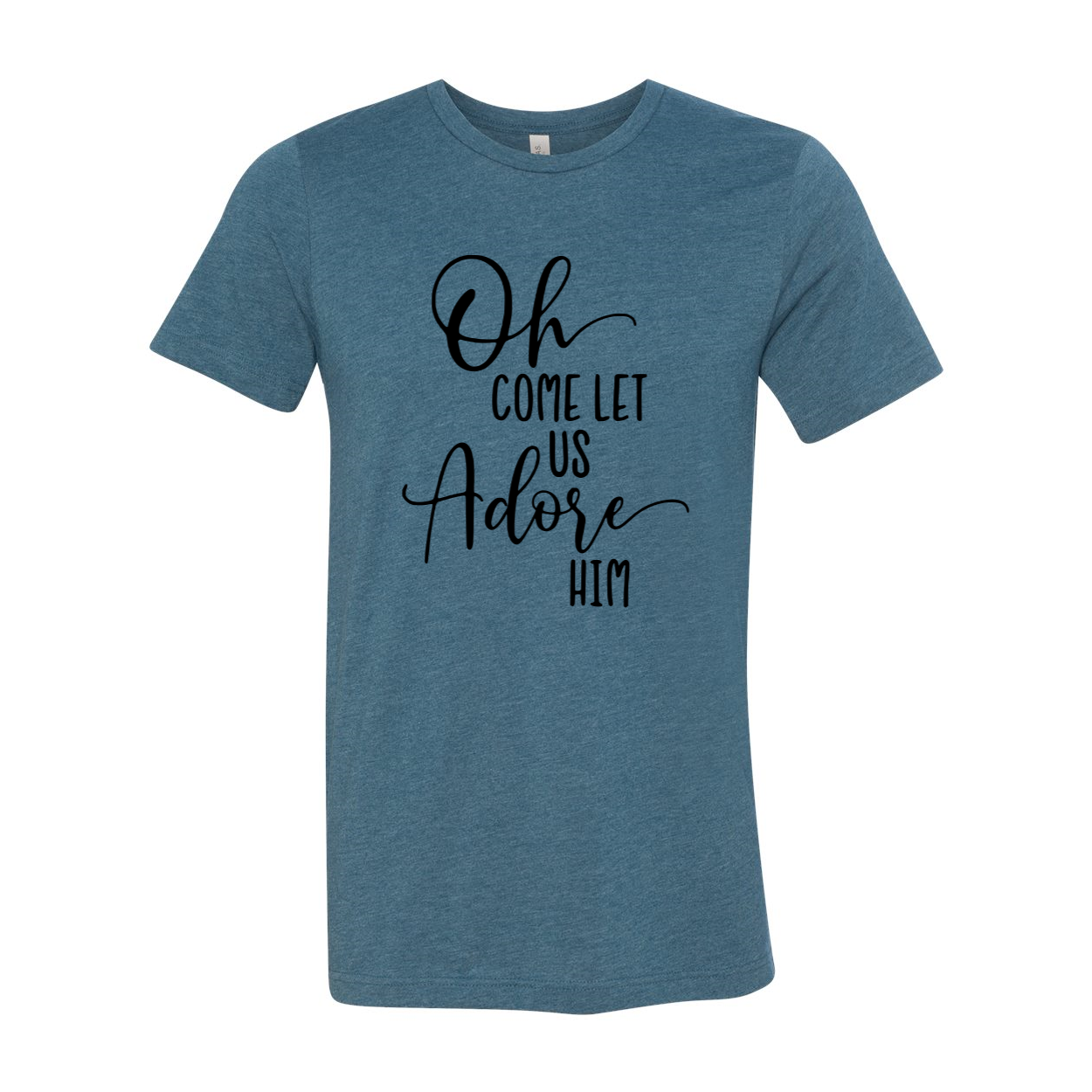 Unisex Oh Come Let Us Adore Him Shirt in various colors, showcasing its comfortable fit and high-quality print.