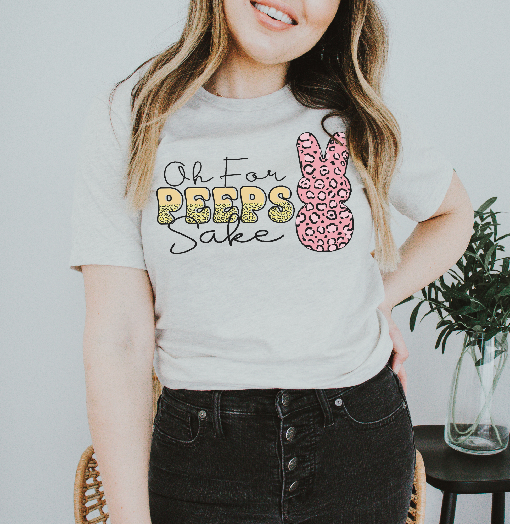 Oh For Peeps T-shirt made of premium ring spun cotton, featuring a vibrant flex print design, available in various sizes.