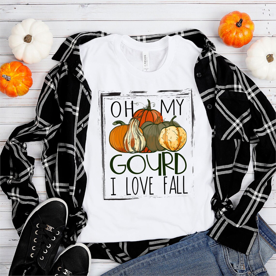 Oh My Gourd I Love Fall Halloween T-shirt made of premium ring spun cotton with a vibrant print.