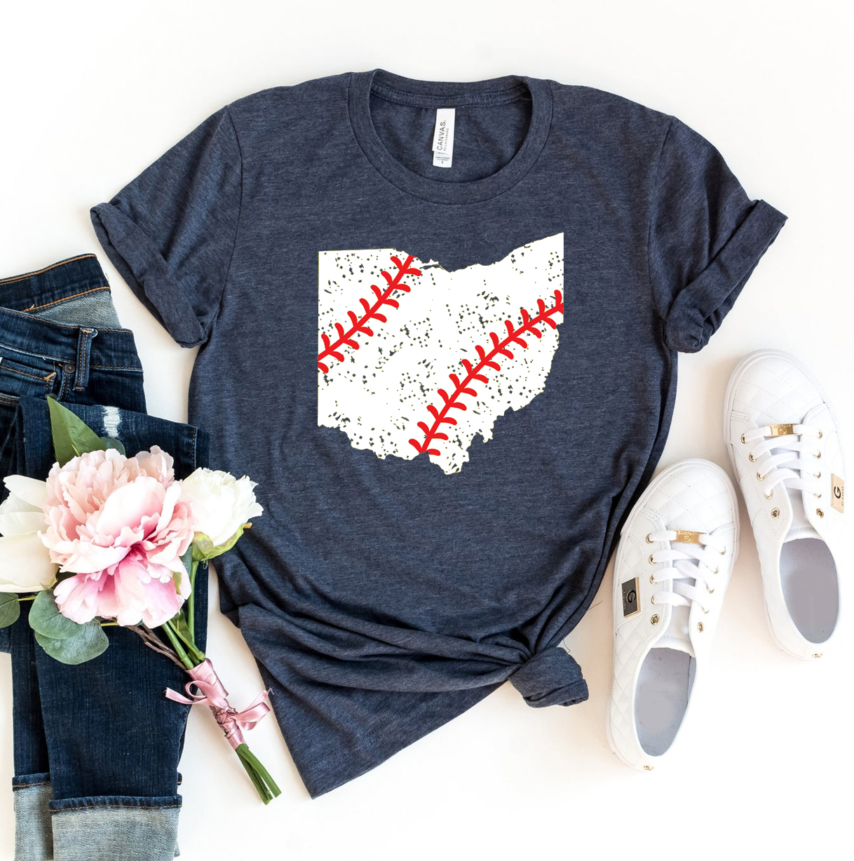 Ohio Baseball T-shirt made of premium ring spun cotton with a soft feel and high-quality flex print design.