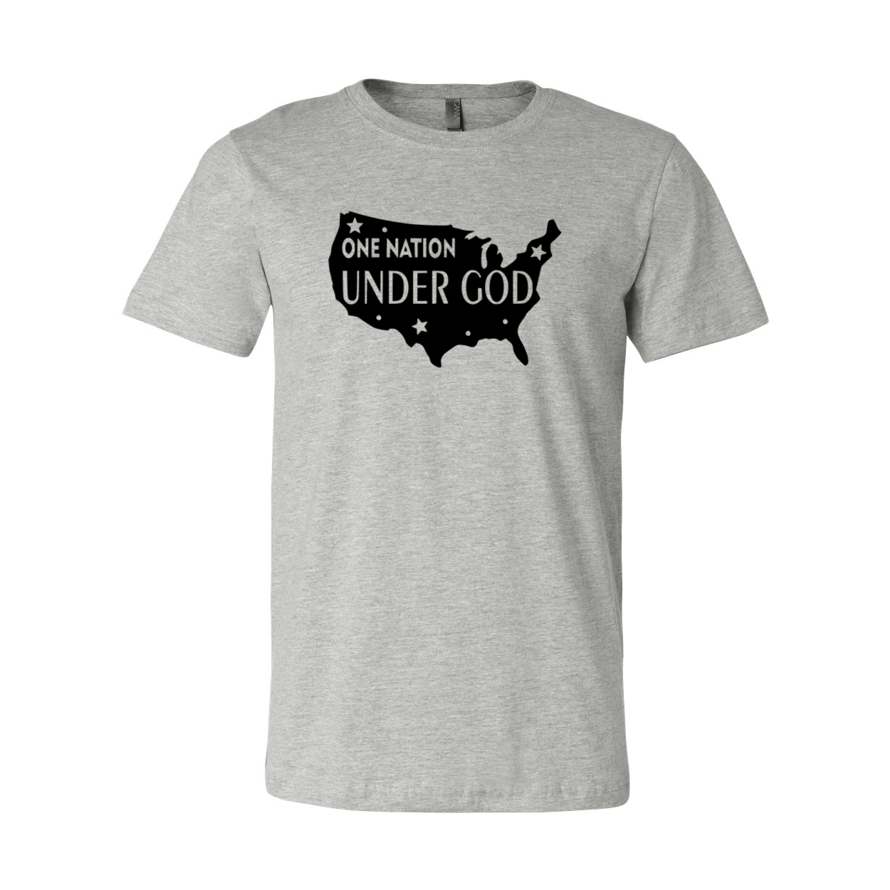 A unisex One Nation Under God Shirt made from soft ring spun cotton, featuring a crew neck and available in multiple colors.