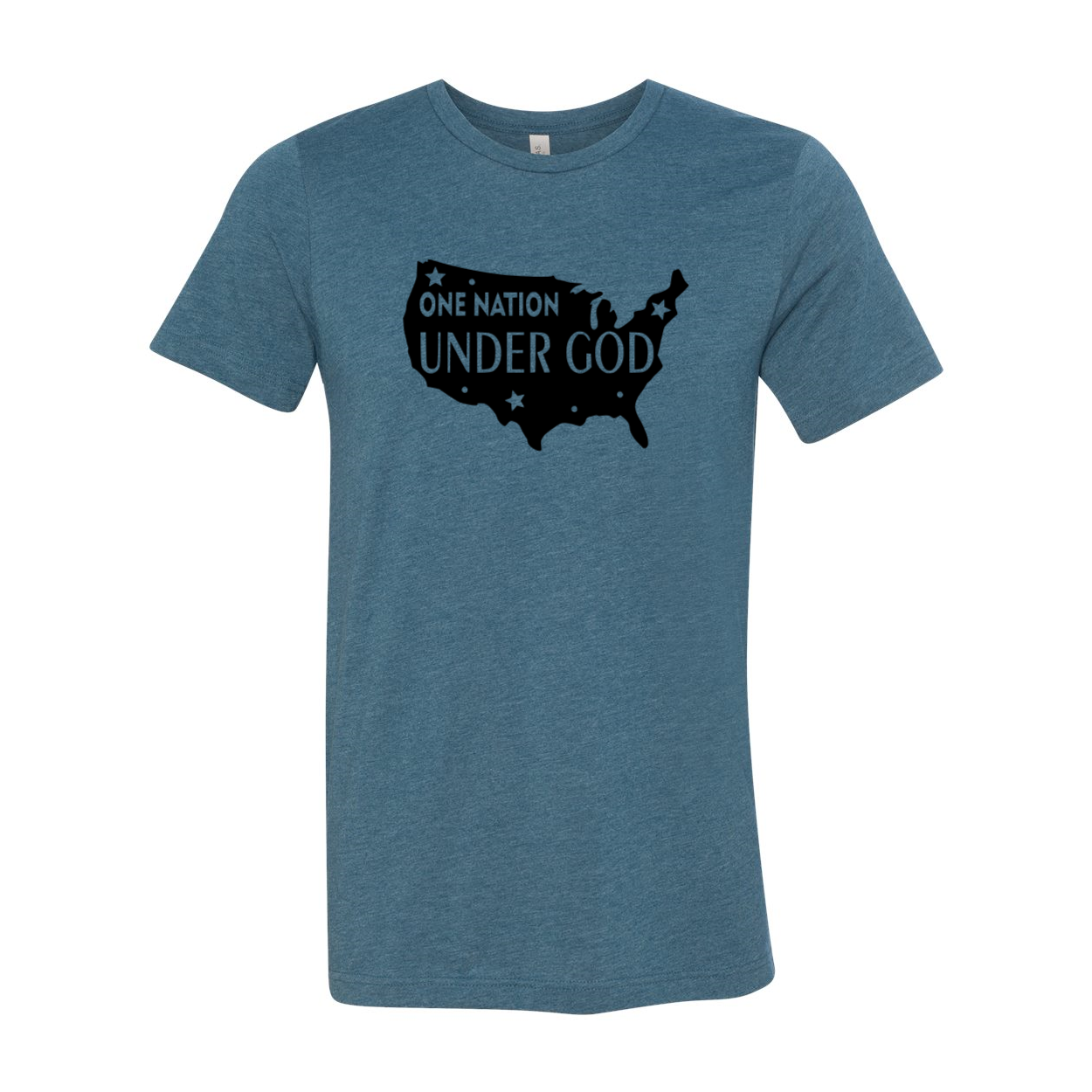 A unisex One Nation Under God Shirt made from soft ring spun cotton, featuring a crew neck and available in multiple colors.