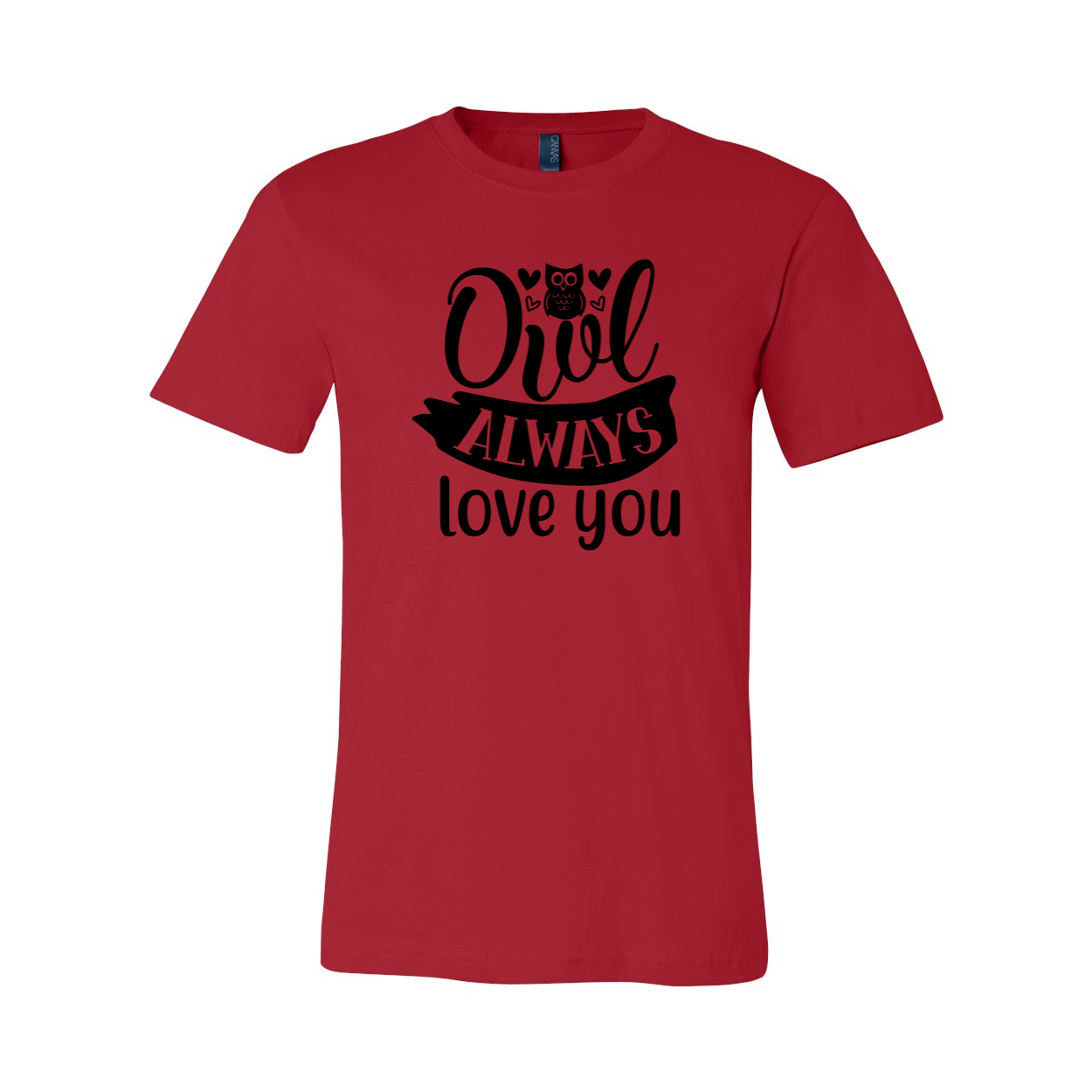 A comfortable unisex T-shirt featuring an owl graphic and the text 'Owl Always Love You', available in various colors.