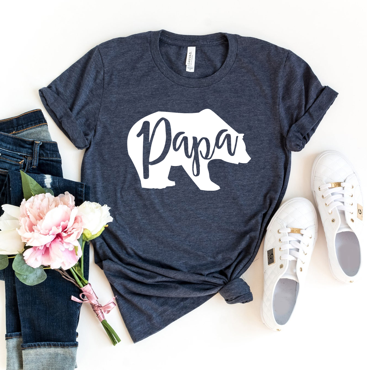 Papa Bear T-shirt made of premium ring spun cotton with a soft feel and high-quality flex print design.