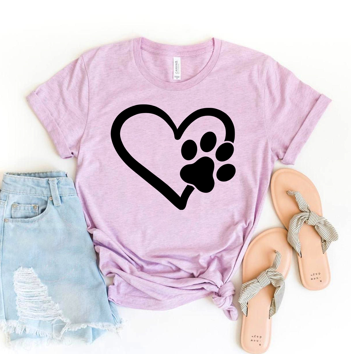 Paw Heart T-shirt made of premium ring spun cotton with a stylish paw heart design.