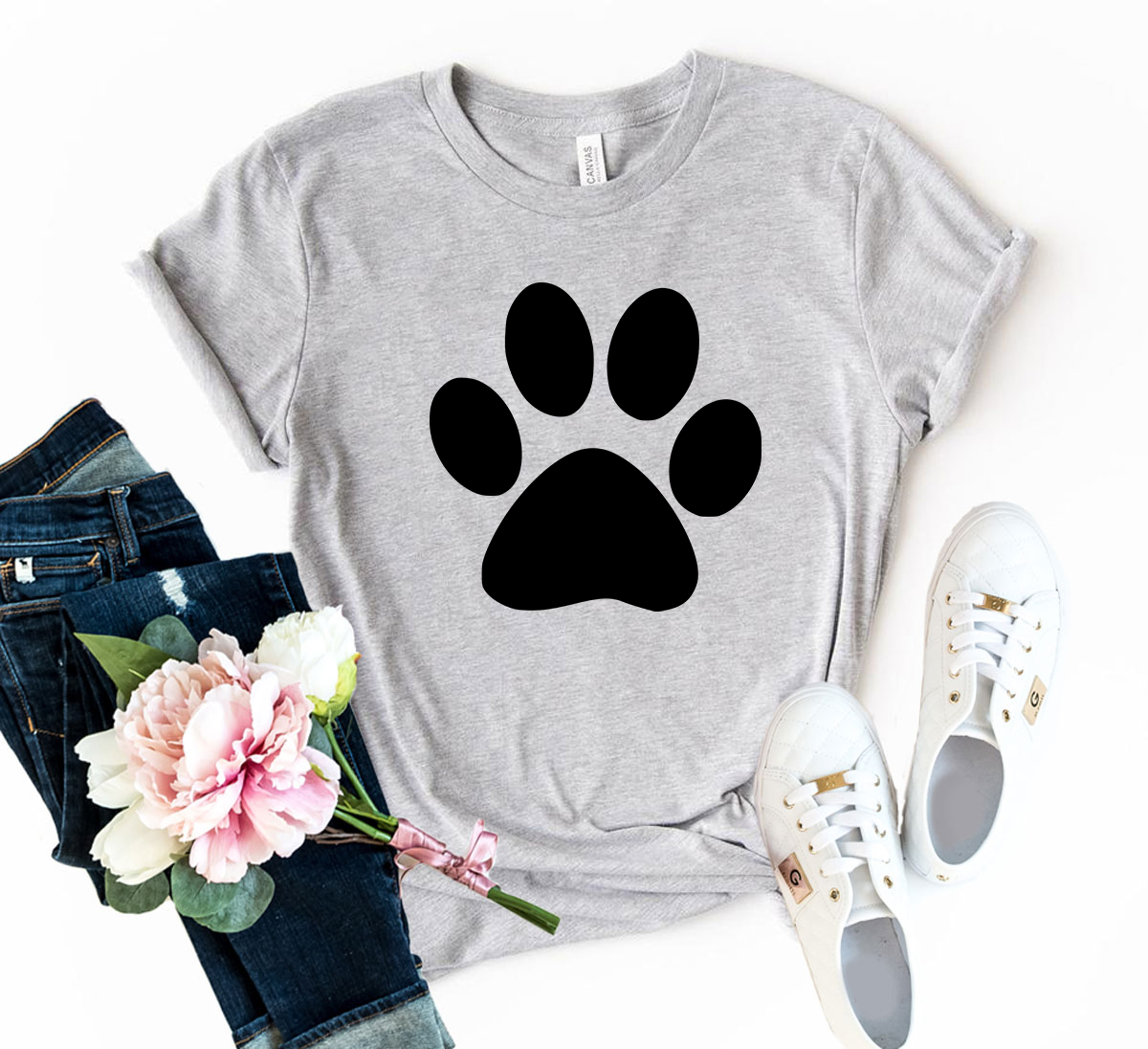 A stylish unisex Pawprint Shirt made from soft ring spun cotton, available in various colors and sizes.