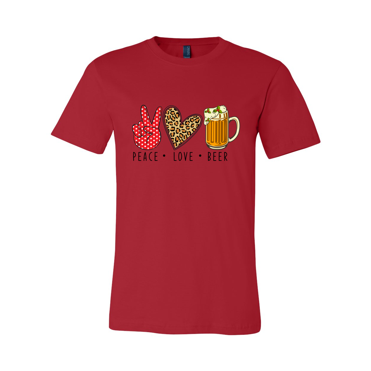 Unisex Peace Love Beer Shirt in various colors, showcasing a comfortable fit and high-quality print.