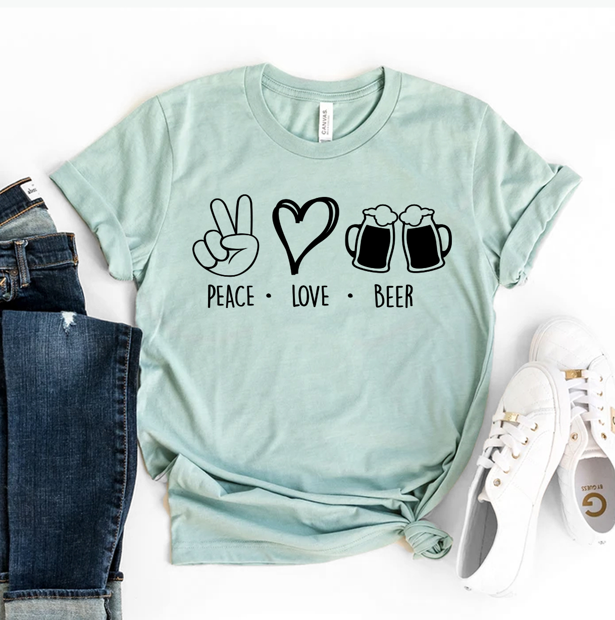 Peace Love Beer T-shirt made of premium ring spun cotton with a stylish print.