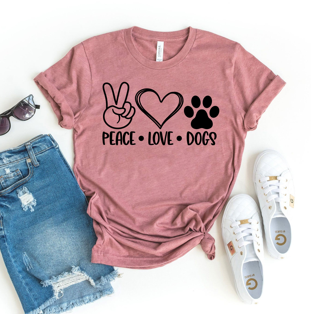 Peace Love Dogs T-shirt made from premium quality ring spun cotton, featuring a stylish design and comfortable fit.