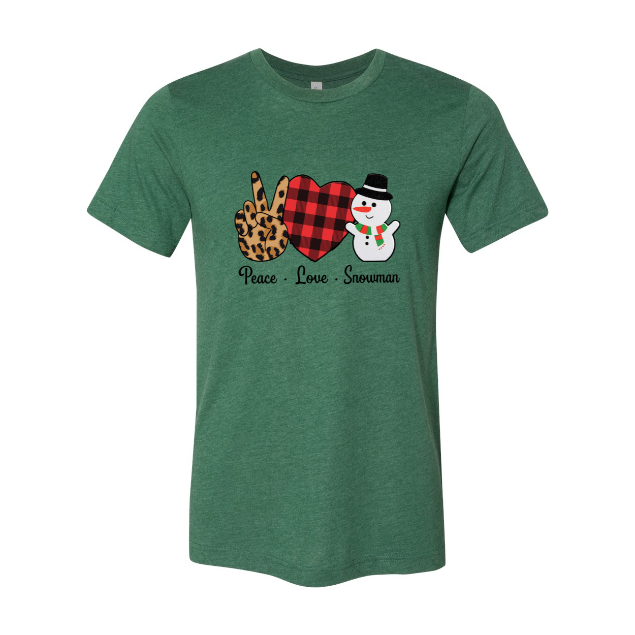 A cozy unisex T-shirt featuring a festive snowman design, made from soft ring spun cotton, available in multiple colors.