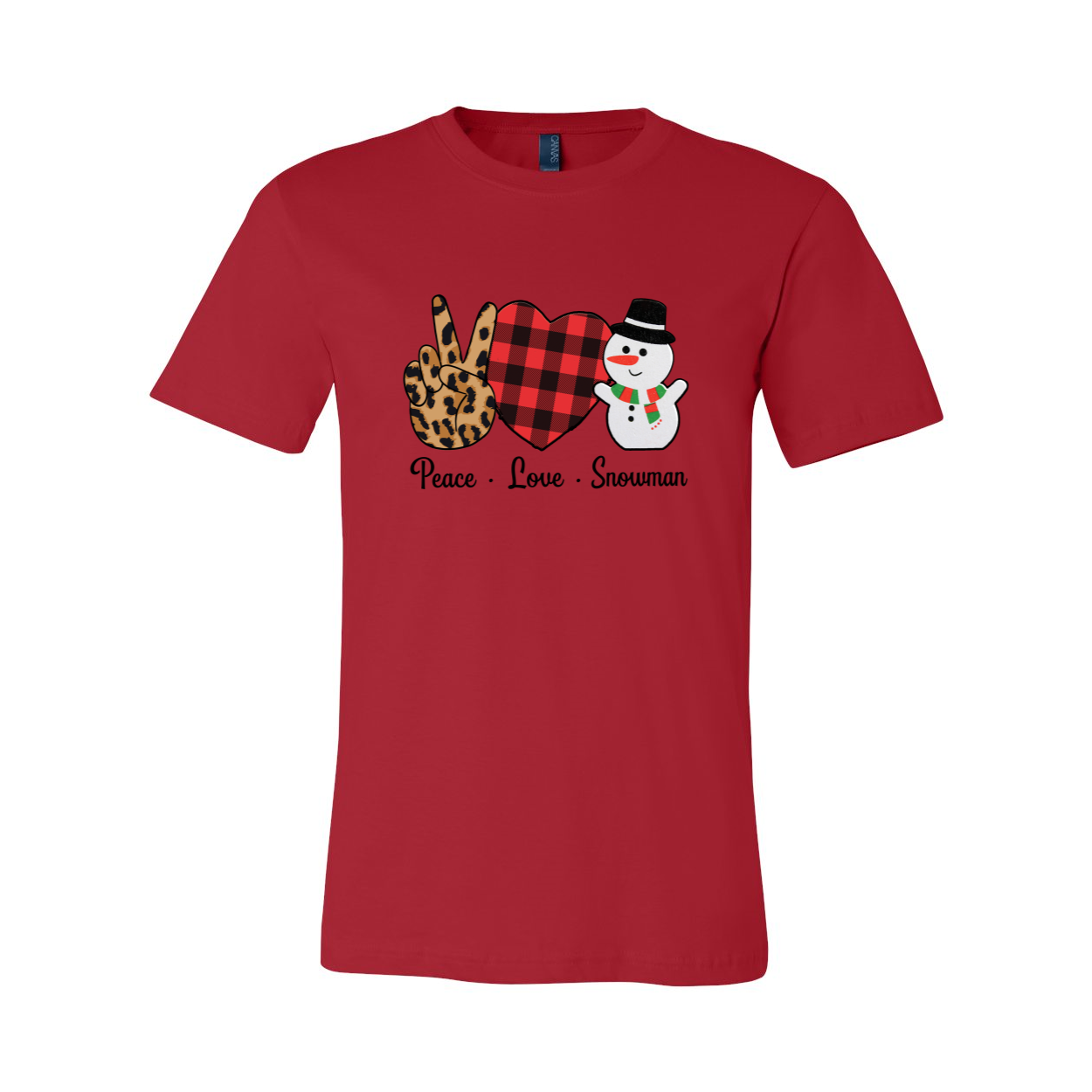 A cozy unisex T-shirt featuring a festive snowman design, made from soft ring spun cotton, available in multiple colors.