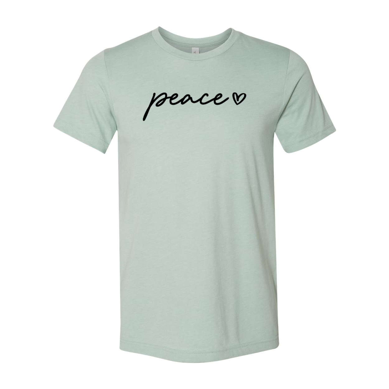 A unisex Peace Shirt made from soft ring spun cotton, available in multiple colors and sizes, featuring a classic crew neck and short sleeves.