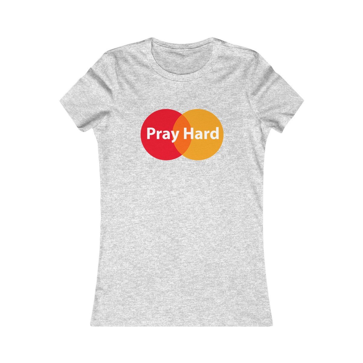 Pray Hard Women's Tee featuring a slim feminine fit, made from 100% ringspun cotton, available in various sizes.