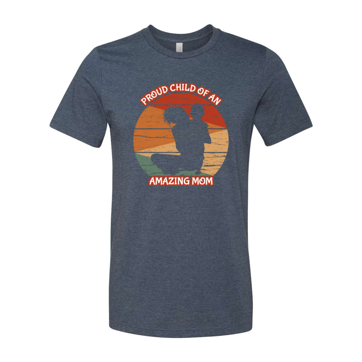 A unisex Proud Child Of An Amazing Mom Shirt displayed in various colors, showcasing its soft fabric and high-quality print.