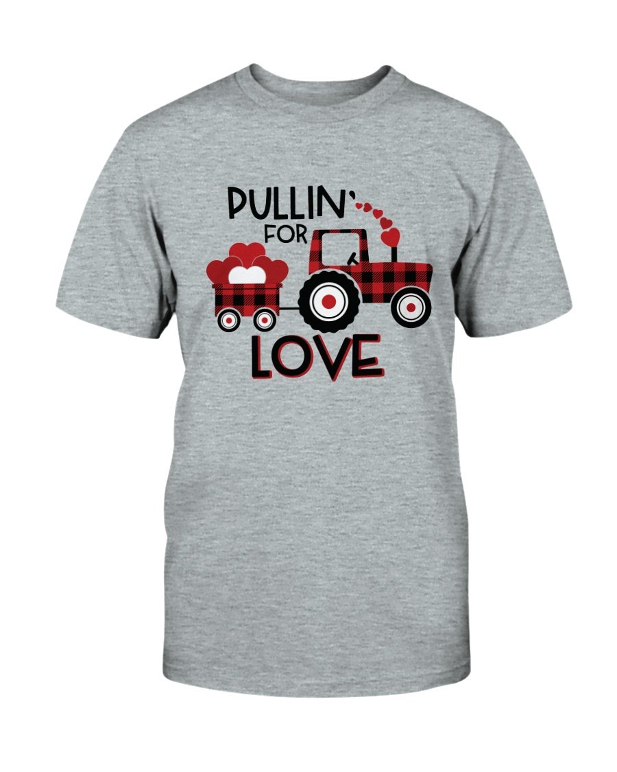 Pulling For Love Shirt in various colors, showcasing its unisex design and soft fabric.