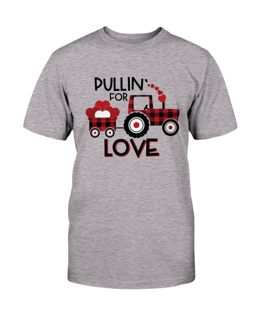 Pulling For Love Shirt in various colors, showcasing its unisex design and soft fabric.