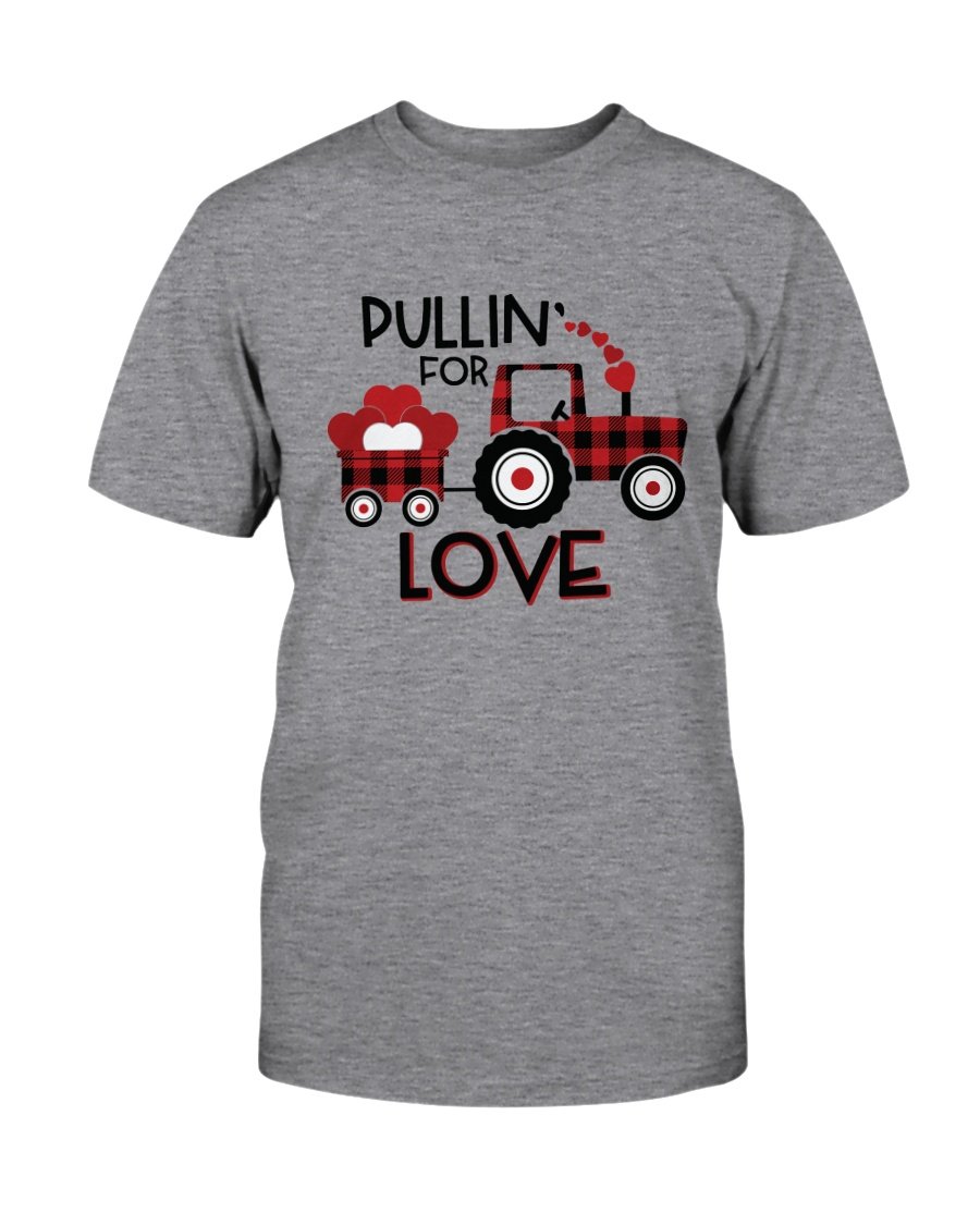 Pulling For Love Shirt in various colors, showcasing its unisex design and soft fabric.