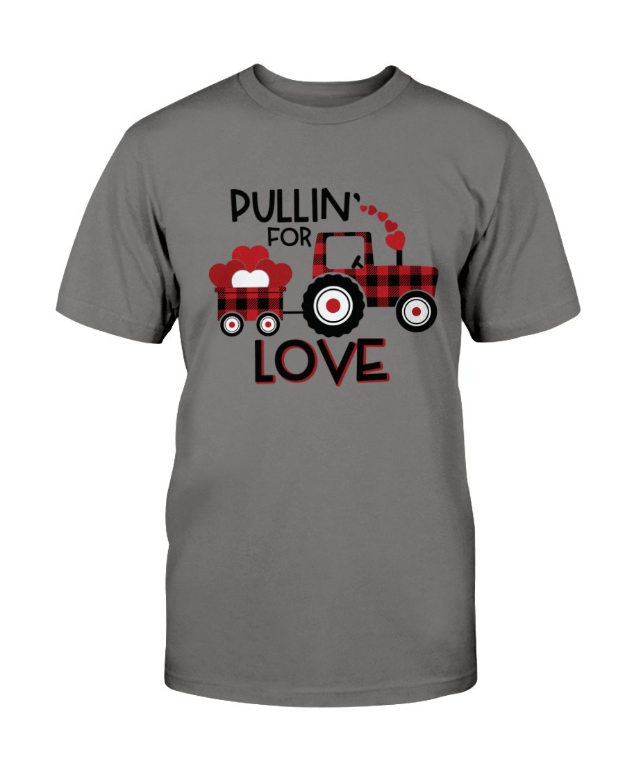 Pulling For Love Shirt in various colors, showcasing its unisex design and soft fabric.