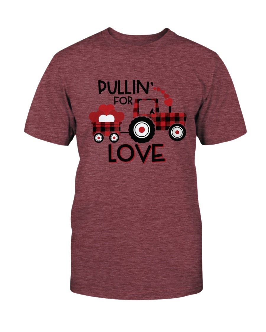 Pulling For Love Shirt in various colors, showcasing its unisex design and soft fabric.